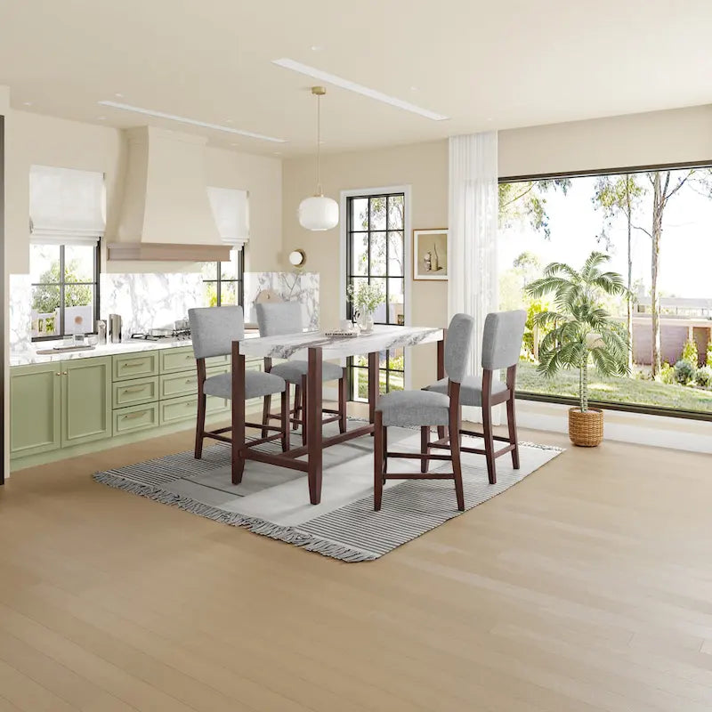 40.4 Inch Mid-Century Modern Solid Wood Linen Chair Upholstered