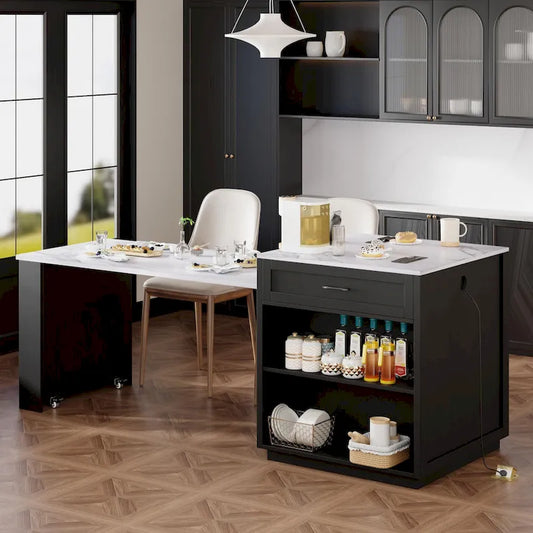 Full 5 Inch Modern Metal Marble Table with Storage