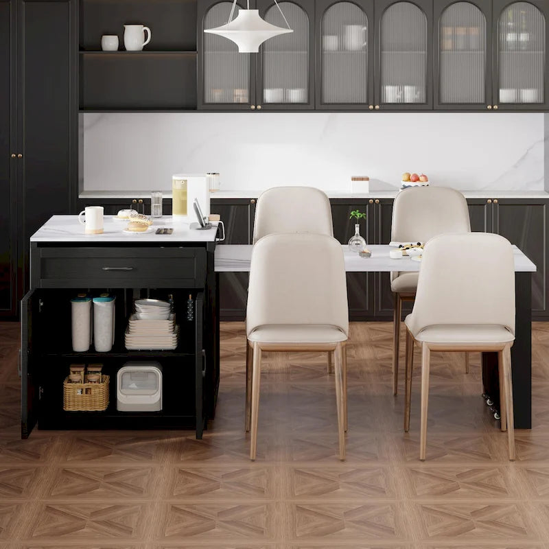 Full 5 Inch Modern Metal Marble Table with Storage