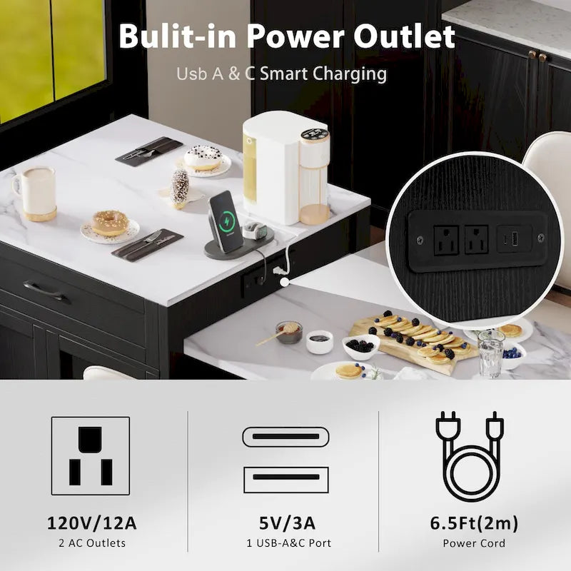 Full 5 Inch Modern Metal Marble Table with Storage