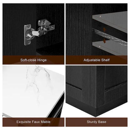 Full 5 Inch Modern Metal Marble Table with Storage