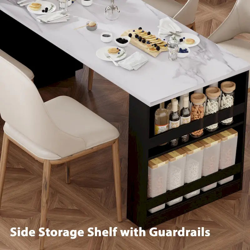 Full 5 Inch Modern Metal Marble Table with Storage