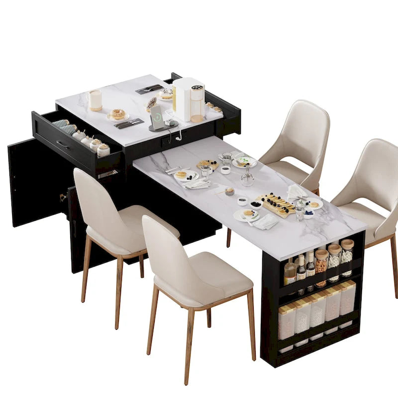 Full 5 Inch Modern Metal Marble Table with Storage