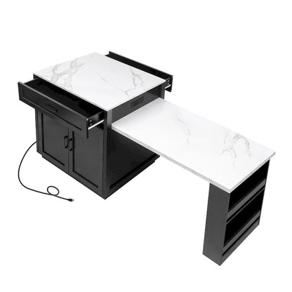 Full 5 Inch Modern Metal Marble Table with Storage