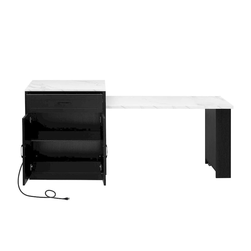 Full 5 Inch Modern Metal Marble Table with Storage