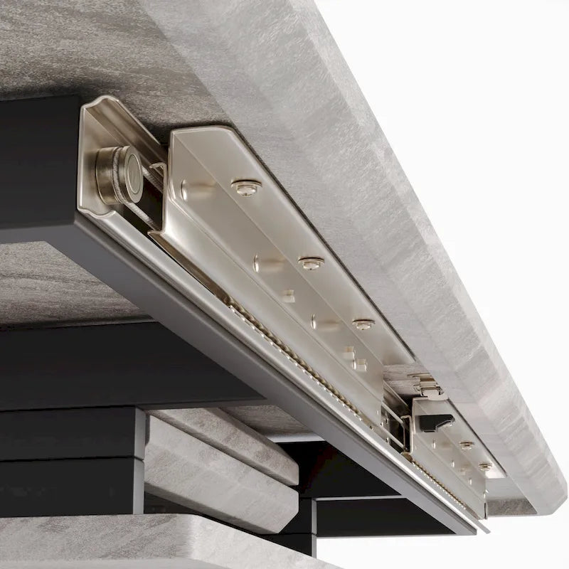 Modern Dining Set with Rectangular Extendable Metal Legs Table & High Back C-shaped Tube Armless Chairs