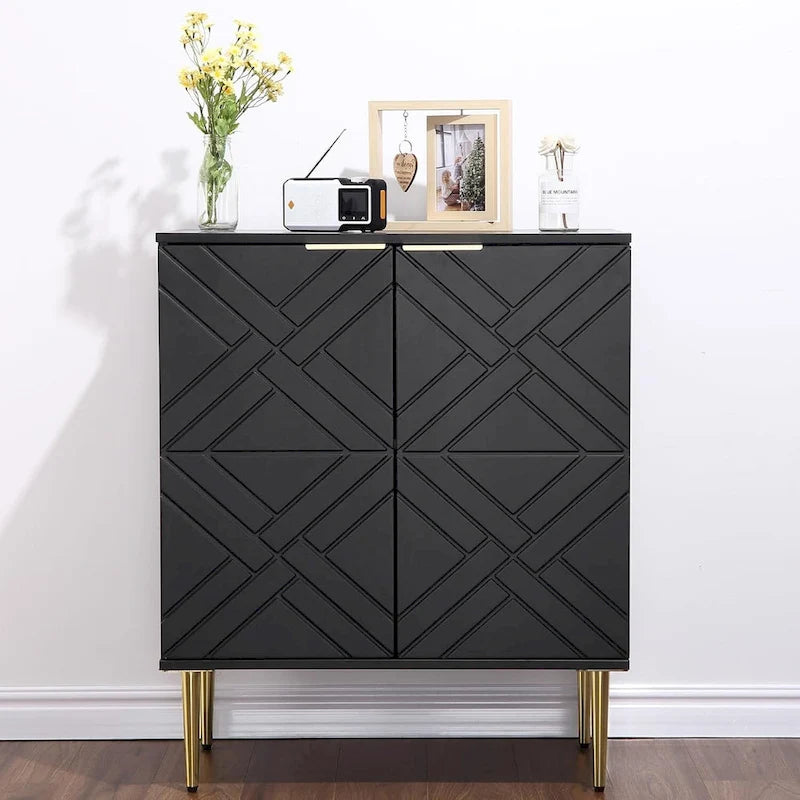 Modern Wood Metal Cabinet with Storage