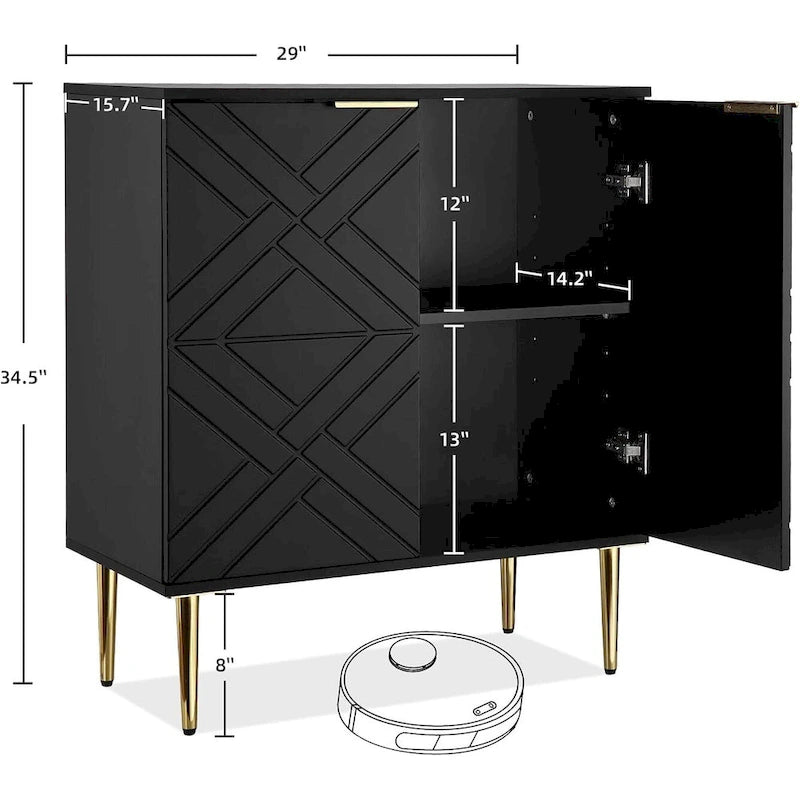 Modern Wood Metal Cabinet with Storage
