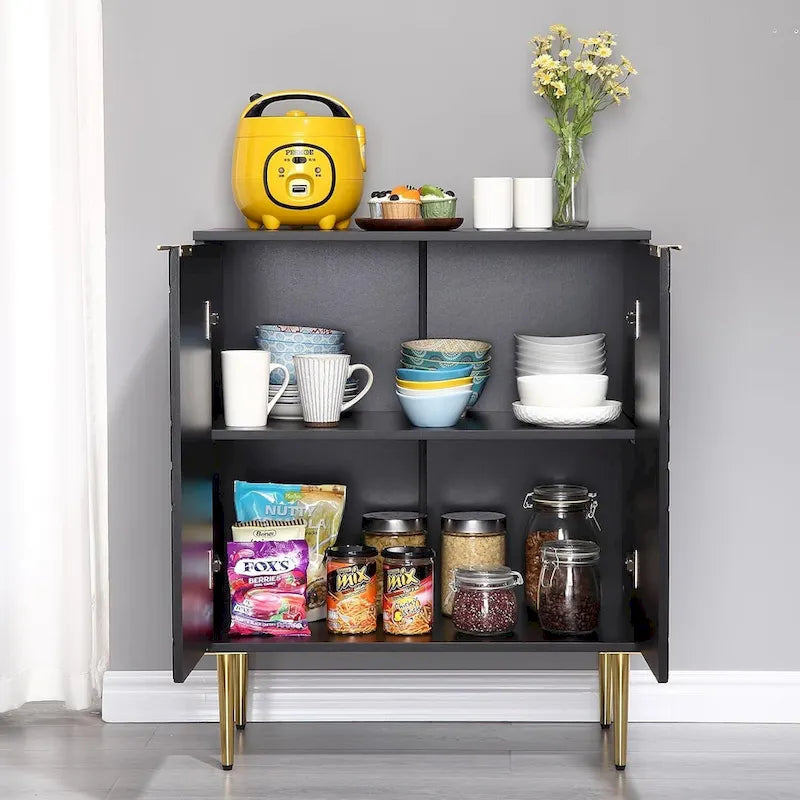 Modern Wood Metal Cabinet with Storage
