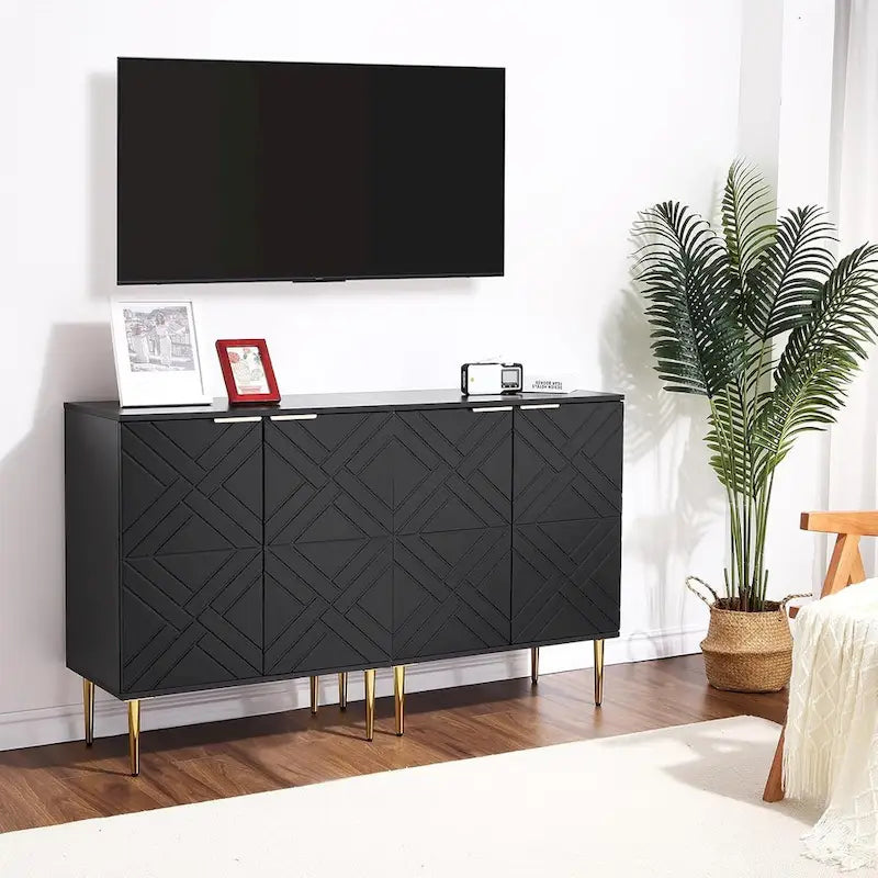 Modern Wood Metal Cabinet with Storage