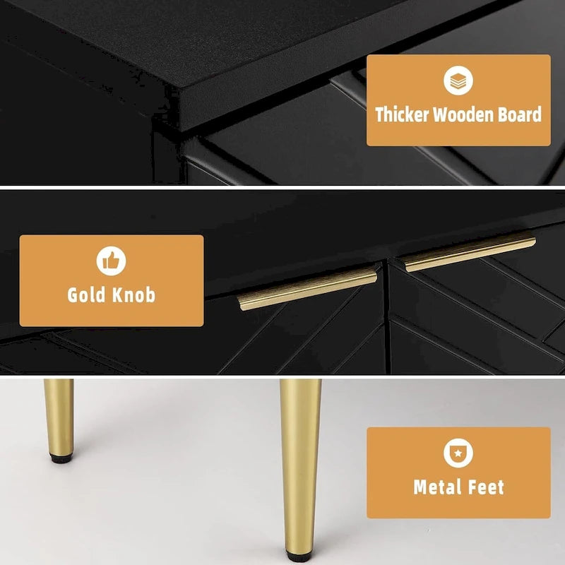 Modern Wood Metal Cabinet with Storage