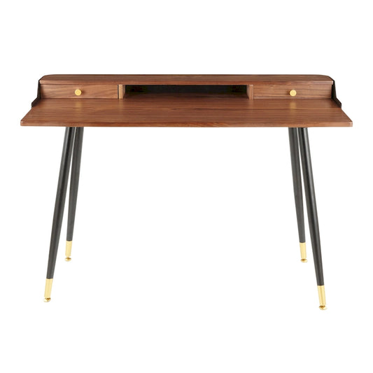 Carson Carrington Creggan Mid-Century Modern Black Metal & Wood Office Desk