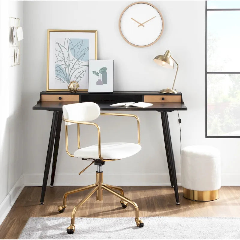 Carson Carrington Creggan Mid-Century Modern Black Metal & Wood Office Desk