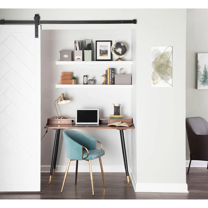 Carson Carrington Creggan Mid-Century Modern Black Metal & Wood Office Desk