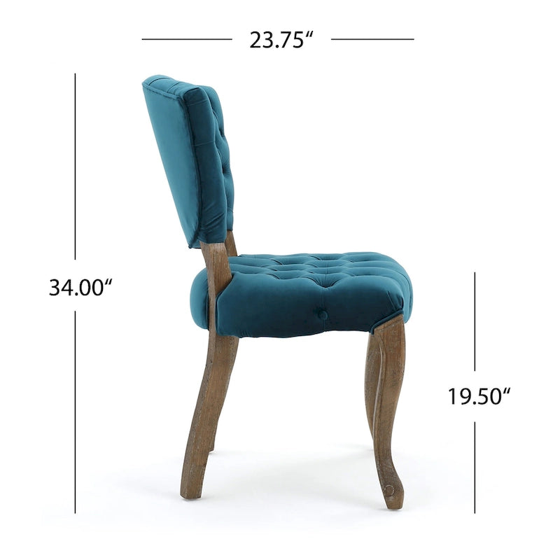 33.5 Inch Traditional Wood Metal Chair Tufted