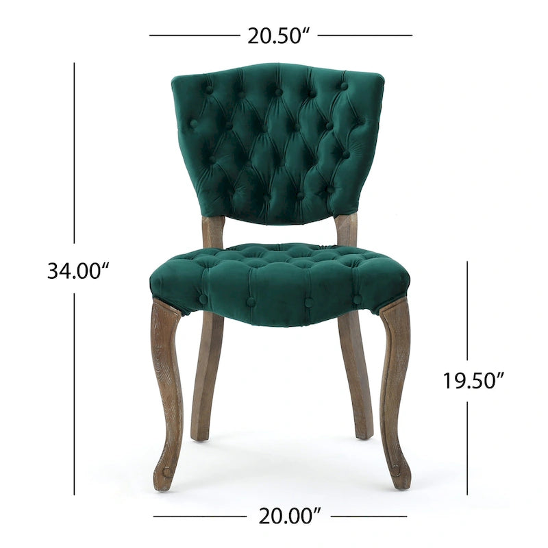 33.5 Inch Traditional Wood Metal Chair Tufted