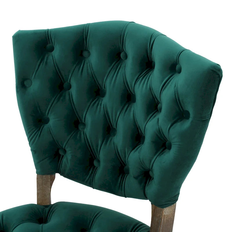 33.5 Inch Traditional Wood Metal Chair Tufted