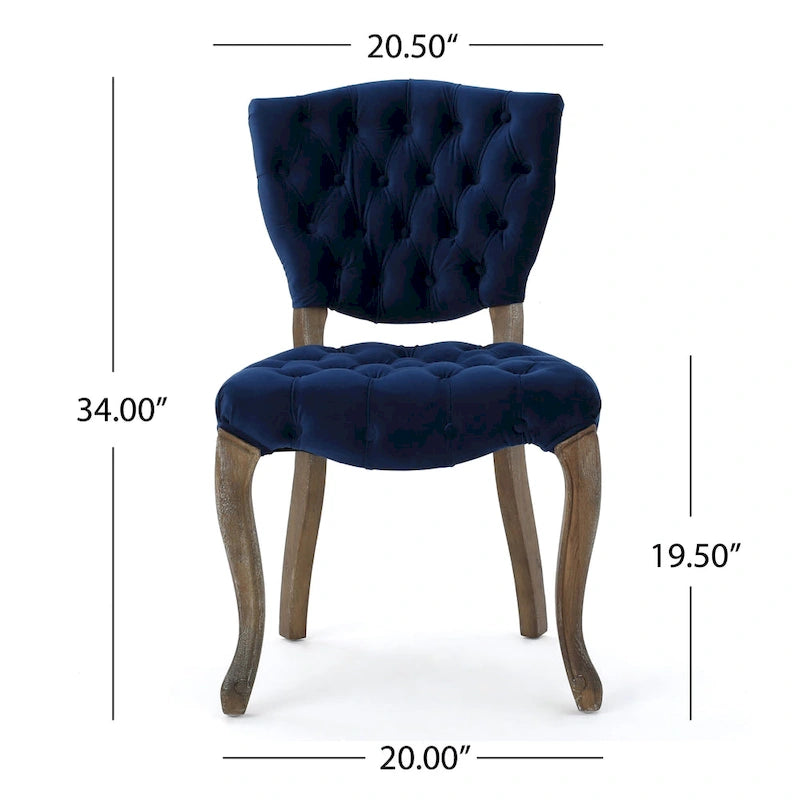 33.5 Inch Traditional Wood Metal Chair Tufted