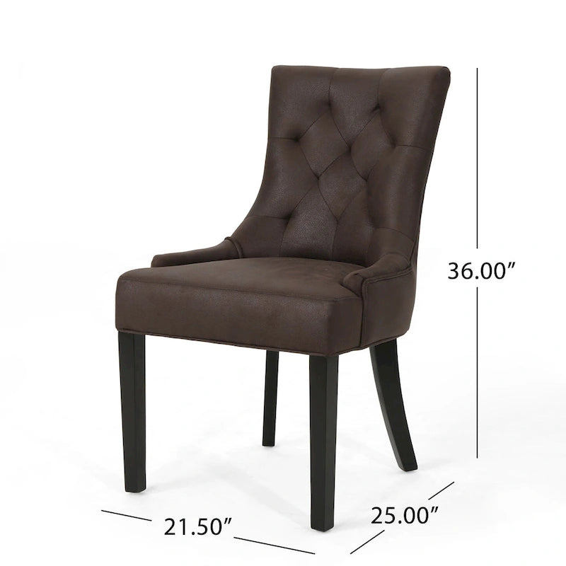 36 Inch Traditional Wood Fabric Chair Tufted