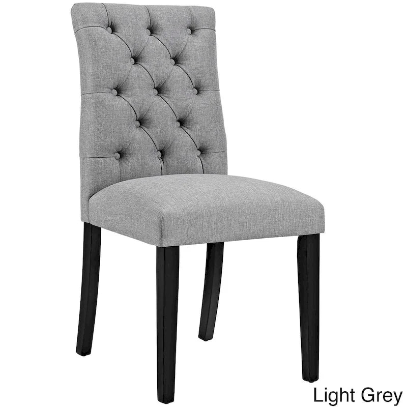 18.5 Inch Classic Wood Linen Chair Tufted