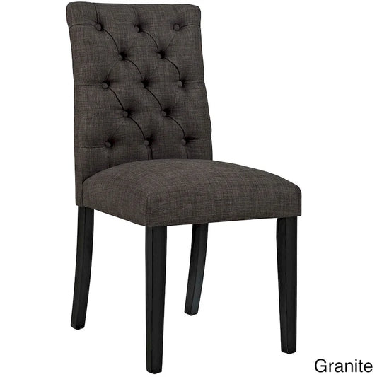 18.5 Inch Classic Wood Linen Chair Tufted