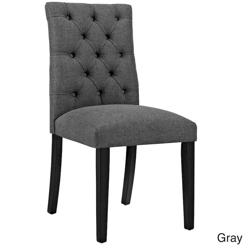 18.5 Inch Classic Wood Linen Chair Tufted