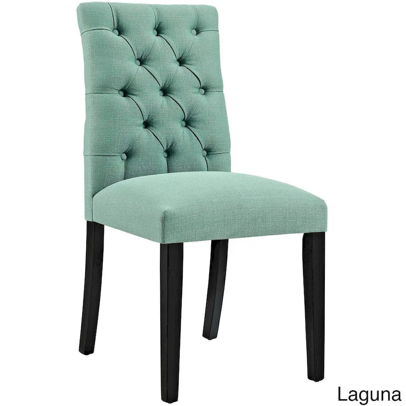 18.5 Inch Classic Wood Linen Chair Tufted
