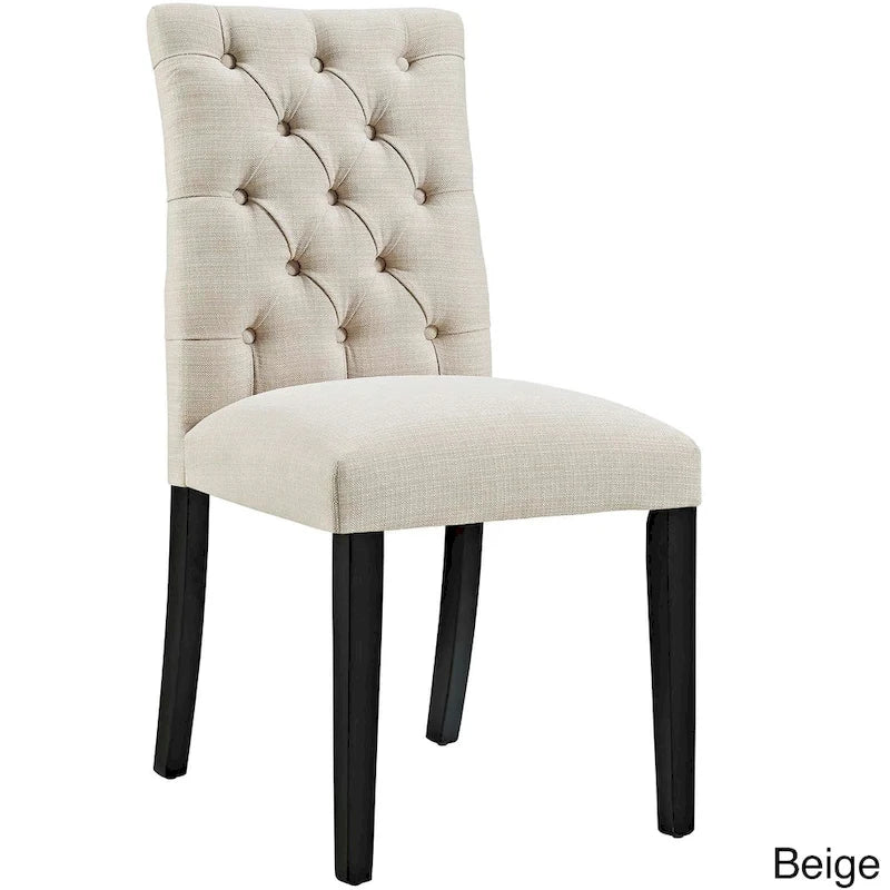 18.5 Inch Classic Wood Linen Chair Tufted