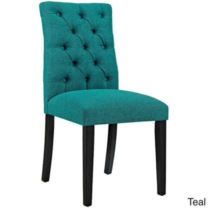 18.5 Inch Classic Wood Linen Chair Tufted