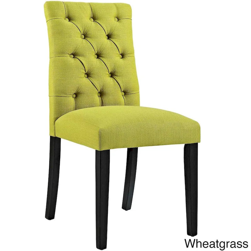 18.5 Inch Classic Wood Linen Chair Tufted