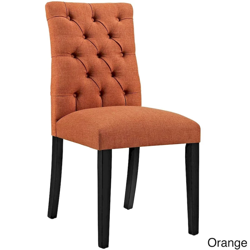 18.5 Inch Classic Wood Linen Chair Tufted