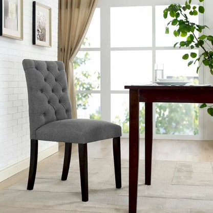 18.5 Inch Classic Wood Linen Chair Tufted