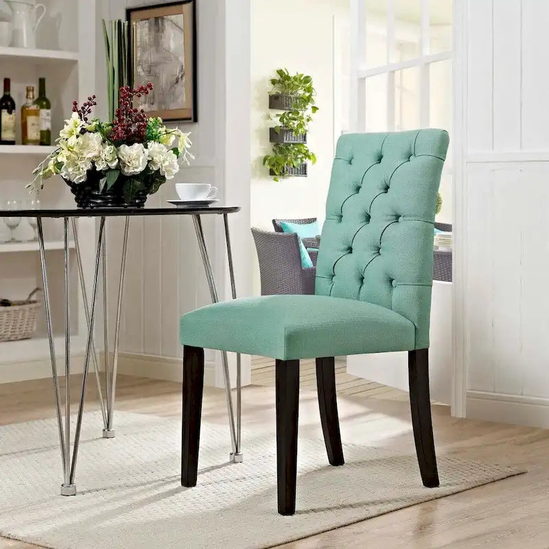 18.5 Inch Classic Wood Linen Chair Tufted
