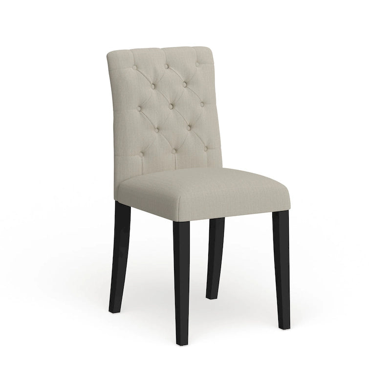 18.5 Inch Classic Wood Linen Chair Tufted