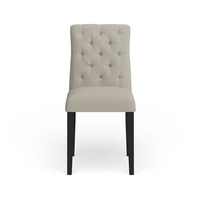 18.5 Inch Classic Wood Linen Chair Tufted