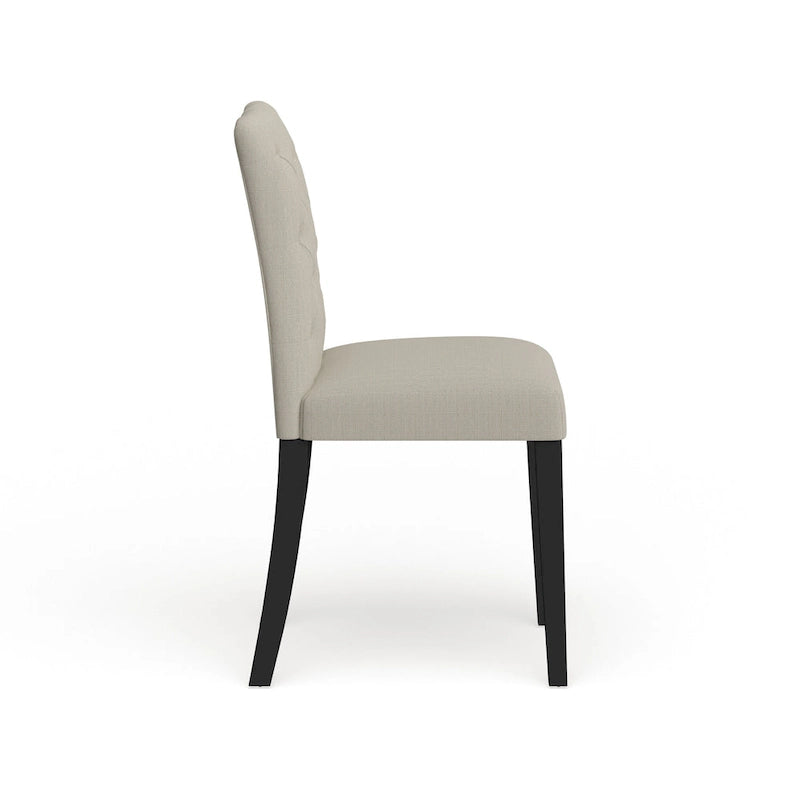 18.5 Inch Classic Wood Linen Chair Tufted