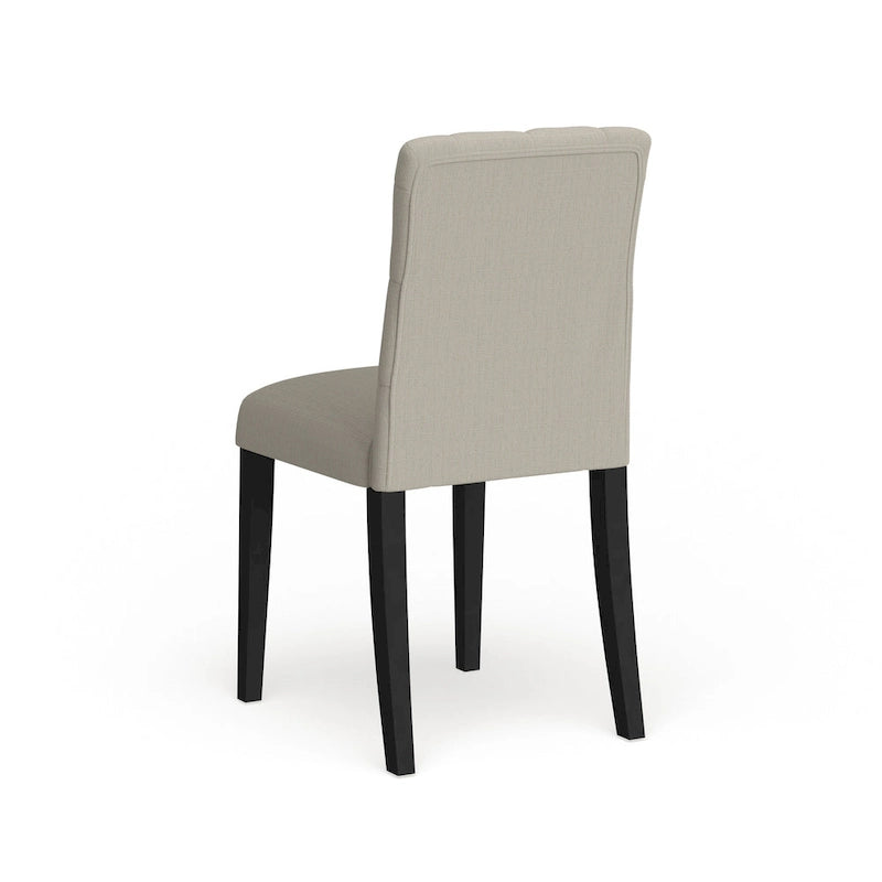 18.5 Inch Classic Wood Linen Chair Tufted