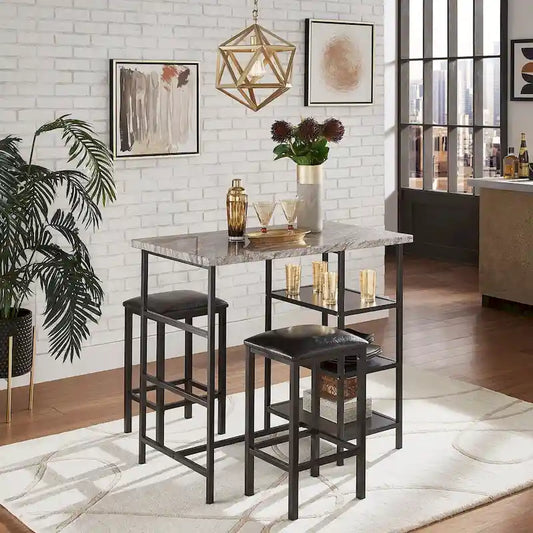 40 Inch Modern Wood Metal Dining Set Upholstered