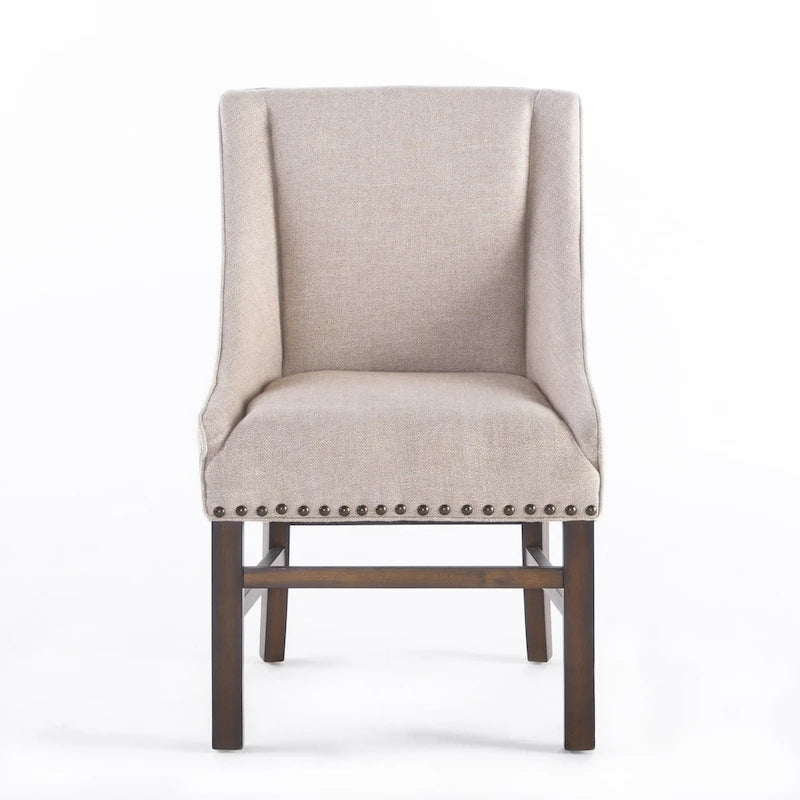 23.75 Inch Contemporary Wood Linen Chair Upholstered