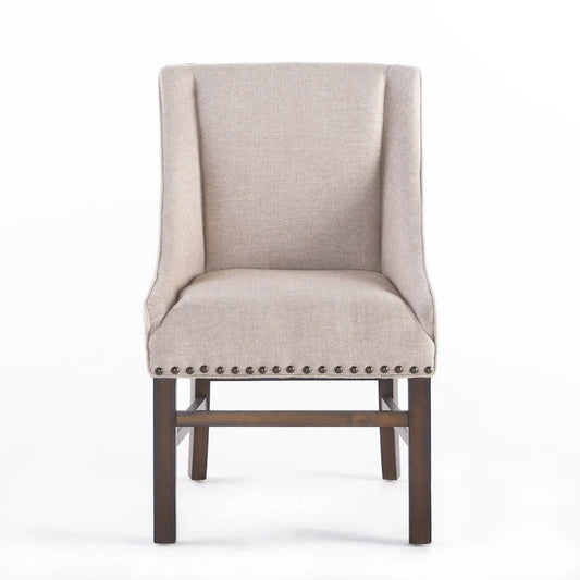 23.75 Inch Contemporary Wood Linen Chair Upholstered