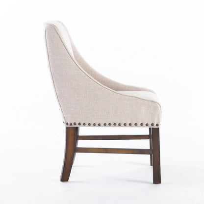 23.75 Inch Contemporary Wood Linen Chair Upholstered