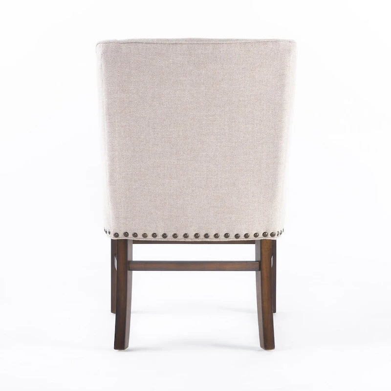 23.75 Inch Contemporary Wood Linen Chair Upholstered