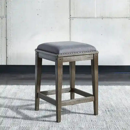 Sonoma Road Weathered Beaten Bark Antique Pewter Metal Upholstered Console Stool - 17x17x26