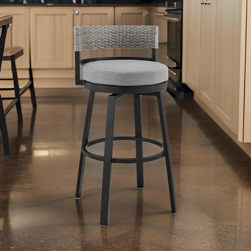 30 Inch Modern Metal Rattan Chair Swivel