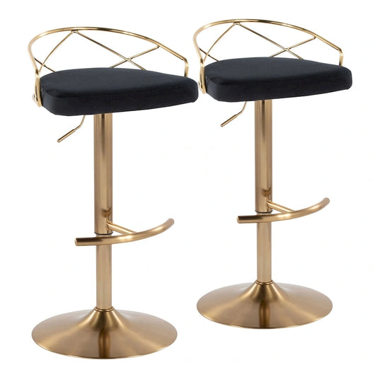 Silver Orchid Charlotte Glam Adjustable Bar Stool (Set of 2)