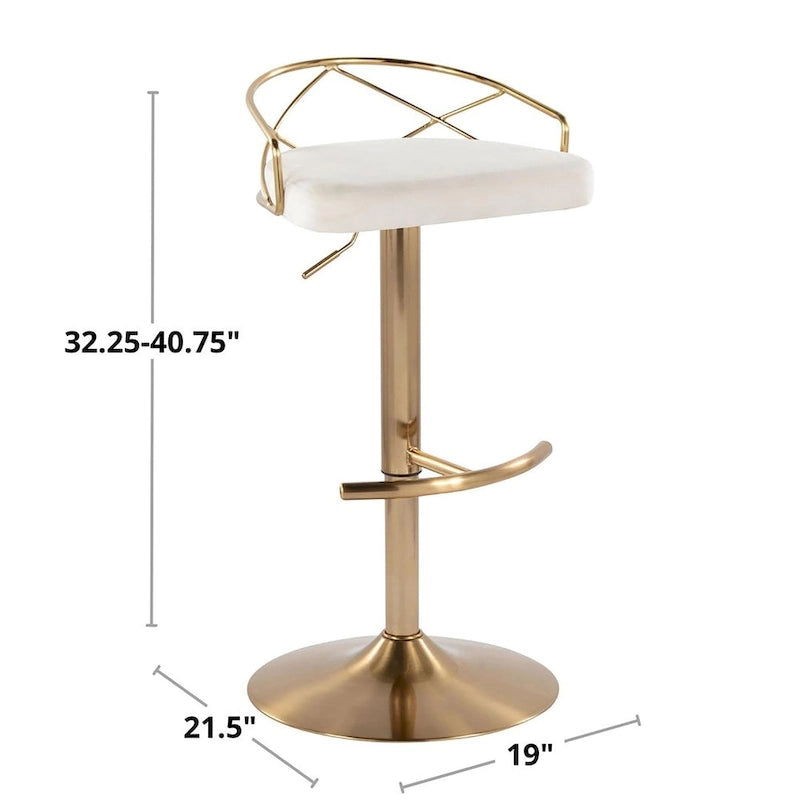 18.5 Inch Contemporary Metal Velvet Table Adjustable