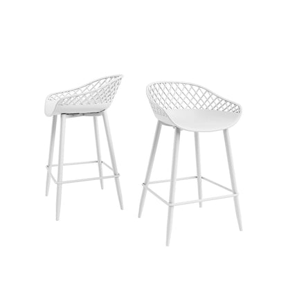 Kurv Mid-Century Modern Counter Stool with Steel Legs for Indoors or Outdoors - Set of 2