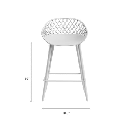 Kurv Mid-Century Modern Counter Stool with Steel Legs for Indoors or Outdoors - Set of 2