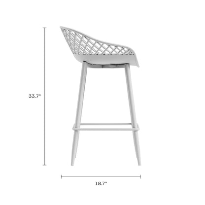 Kurv Mid-Century Modern Counter Stool with Steel Legs for Indoors or Outdoors - Set of 2