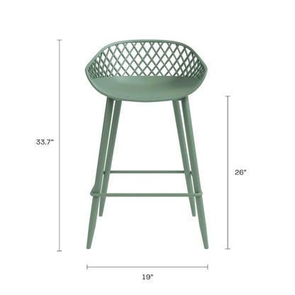 Kurv Mid-Century Modern Counter Stool with Steel Legs for Indoors or Outdoors - Set of 2